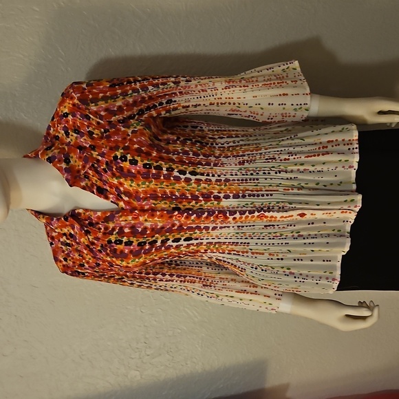 Vtg NEW YORK CITY Design Colorful Floral Rainbow Button Down Chiffon Shirt - Picture 3 of 7